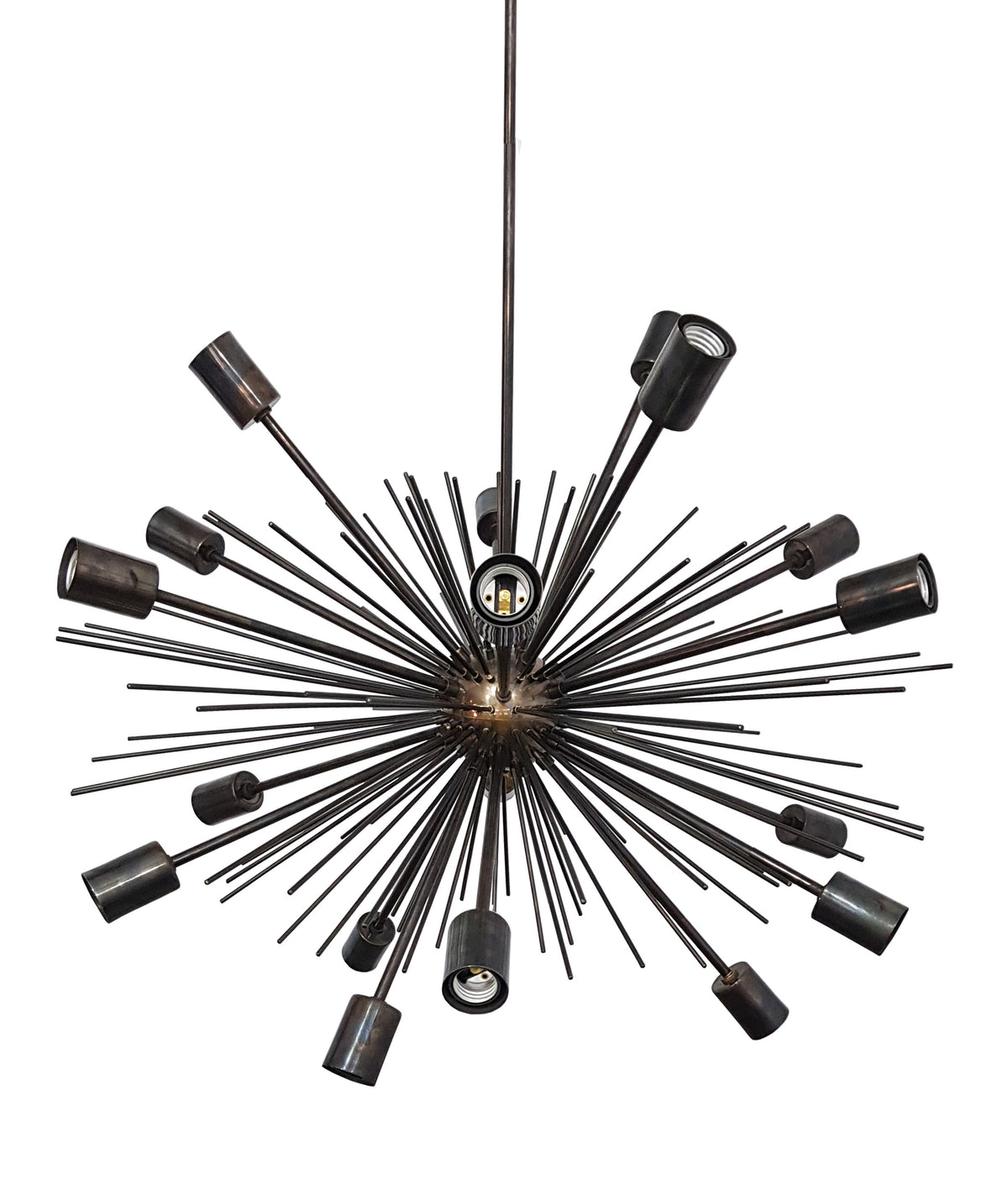 Starburst Urchin Chandelier Blackened Brass Finish, Mid Century Style Hanging Lamp Made of Full Brass, Ceiling Lamp 18 Lights