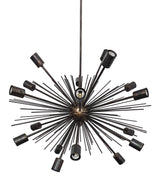 Starburst Urchin Chandelier Blackened Brass Finish, Mid Century Style Hanging Lamp Made of Full Brass, Ceiling Lamp 18 Lights
