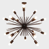 Starburst Urchin Chandelier Blackened Brass Finish, Mid Century Style Hanging Lamp Made of Full Brass, Ceiling Lamp 18 Lights