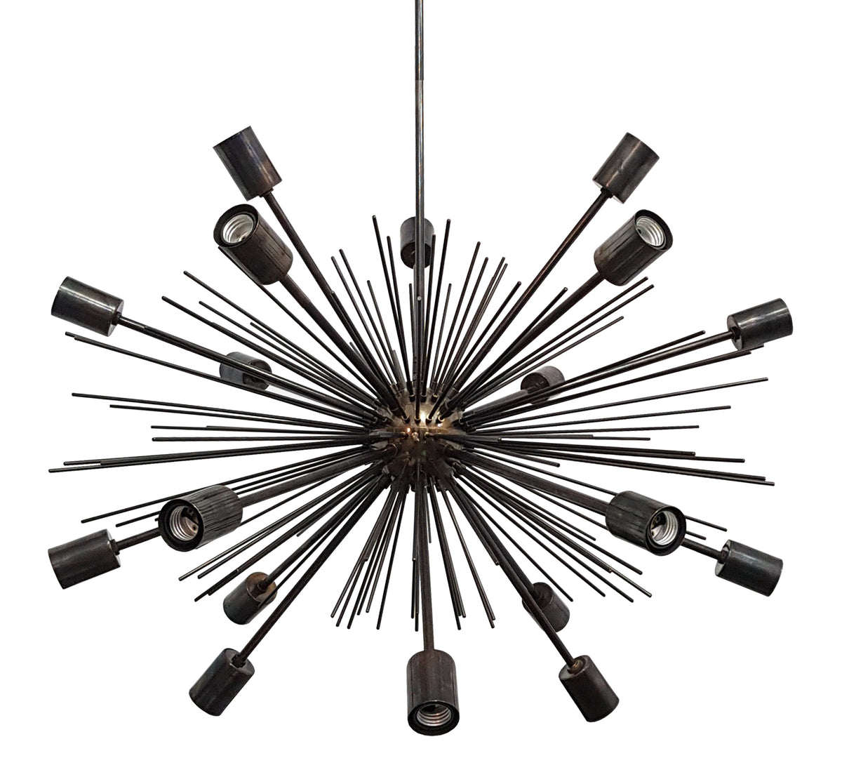 Starburst Urchin Chandelier Blackened Brass Finish, Mid Century Style Hanging Lamp Made of Full Brass, Ceiling Lamp 18 Lights