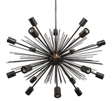 Starburst Urchin Chandelier Blackened Brass Finish, Mid Century Style Hanging Lamp Made of Full Brass, Ceiling Lamp 18 Lights