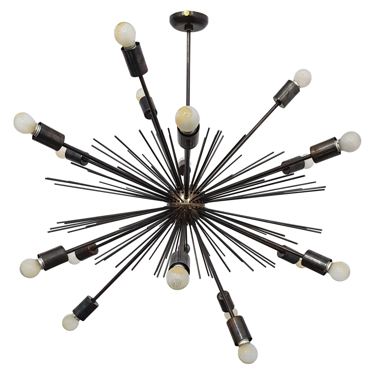 Starburst Urchin Chandelier Blackened Brass Finish, Mid Century Style Hanging Lamp Made of Full Brass, Ceiling Lamp 18 Lights