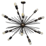 Starburst Urchin Chandelier Blackened Brass Finish, Mid Century Style Hanging Lamp Made of Full Brass, Ceiling Lamp 18 Lights