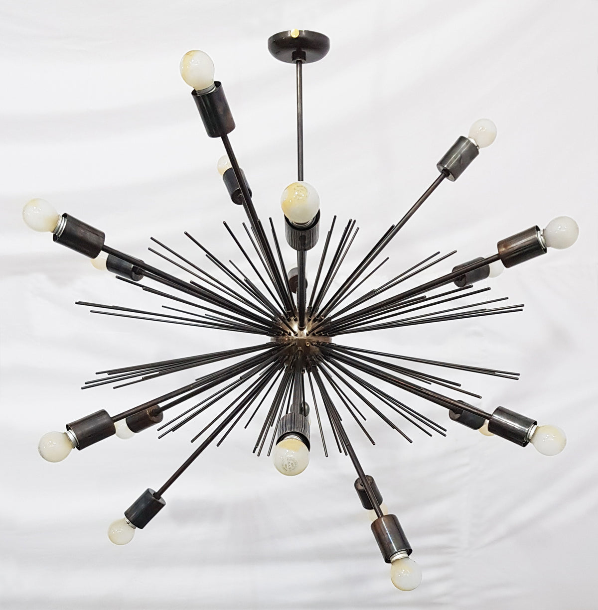 Starburst Urchin Chandelier Blackened Brass Finish, Mid Century Style Hanging Lamp Made of Full Brass, Ceiling Lamp 18 Lights