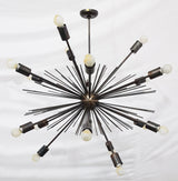 Starburst Urchin Chandelier Blackened Brass Finish, Mid Century Style Hanging Lamp Made of Full Brass, Ceiling Lamp 18 Lights