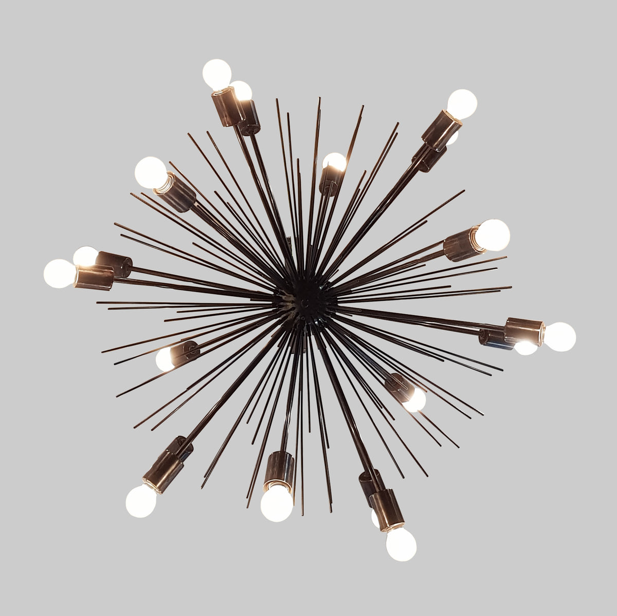 Starburst Urchin Chandelier Blackened Brass Finish, Mid Century Style Hanging Lamp Made of Full Brass, Ceiling Lamp 18 Lights