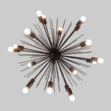 Starburst Urchin Chandelier Blackened Brass Finish, Mid Century Style Hanging Lamp Made of Full Brass, Ceiling Lamp 18 Lights