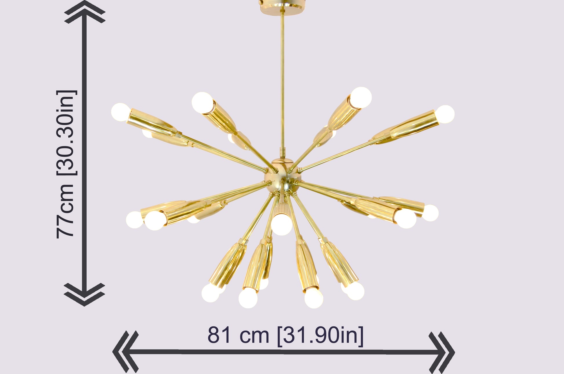 24 Arms Brass Sputnik Chandelier 31" Wide - 32102