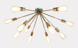 Modern Brass Flush Mount Chandelier | Mid-Century Ceiling Light | Customizable Sputnik Light Fixture Handmade Lighting - 32103