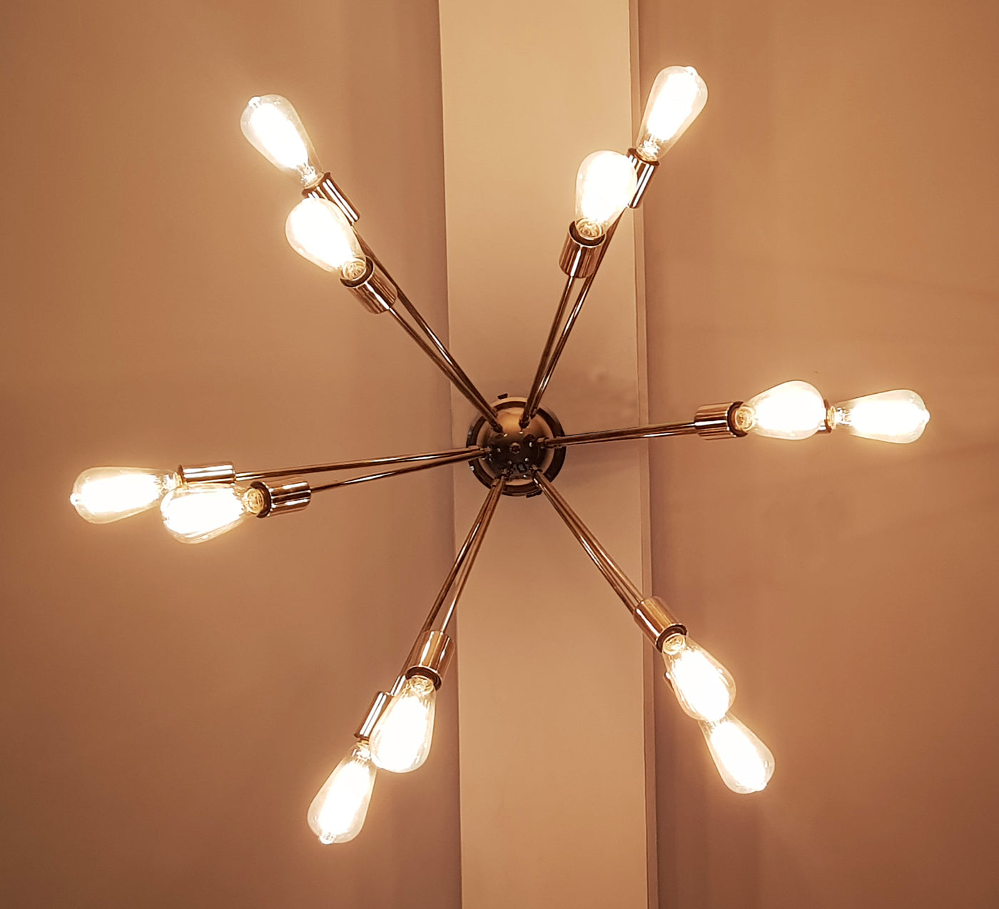 Modern Brass Flush Mount Chandelier | Mid-Century Ceiling Light | Customizable Sputnik Light Fixture Handmade Lighting - 32103