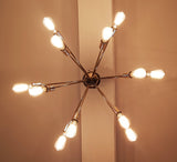 Modern Brass Flush Mount Chandelier | Mid-Century Ceiling Light | Customizable Sputnik Light Fixture Handmade Lighting - 32103