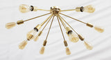 Modern Brass Flush Mount Chandelier | Mid-Century Ceiling Light | Customizable Sputnik Light Fixture Handmade Lighting - 32103