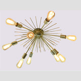 Modern Brass Flush Mount Chandelier | Custom Ceiling Light | Mid-Century Uplighting Fixture - 32459
