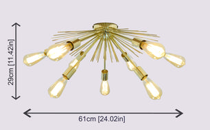 Flush Mount Brass Chandelier 24