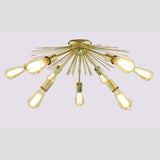 Modern Brass Flush Mount Chandelier | Custom Ceiling Light | Mid-Century Uplighting Fixture - 32459