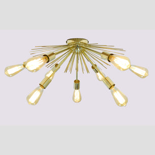 Flush Mount Brass Chandelier 24