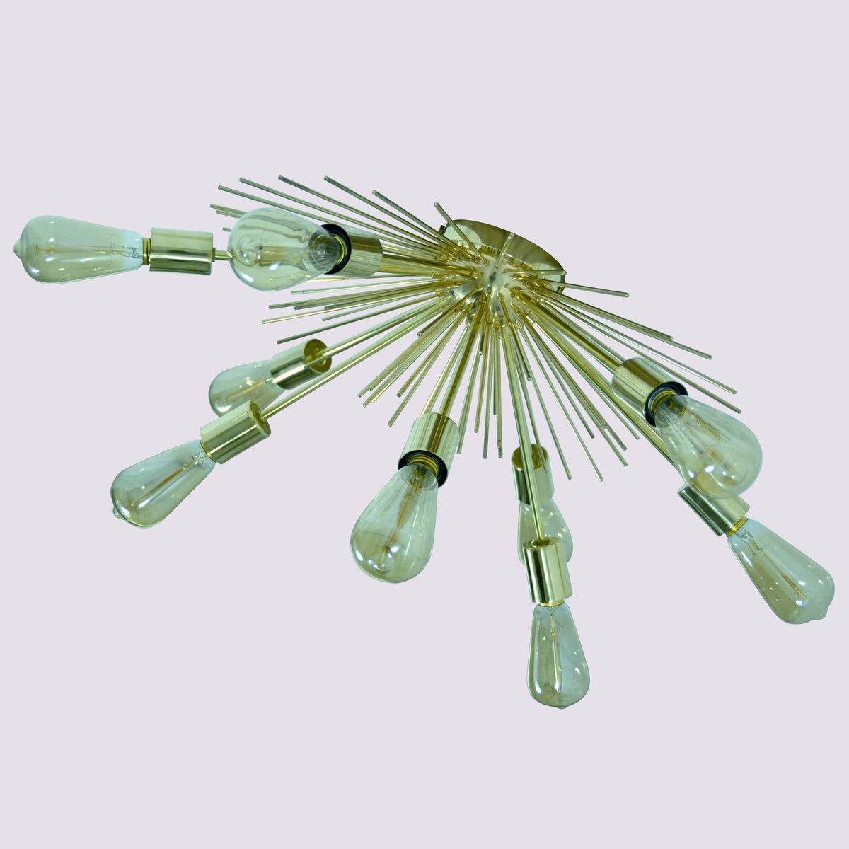 Modern Brass Flush Mount Chandelier | Custom Ceiling Light | Mid-Century Uplighting Fixture - 32459