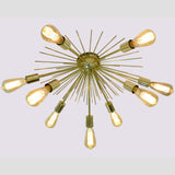 Modern Brass Flush Mount Chandelier | Custom Ceiling Light | Mid-Century Uplighting Fixture - 32459