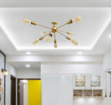 Modern Sputnik Chandelier | Custom Brass Bare Bulb Ceiling Light | Mid Century Industrial Light Fixture Handmade Lighting - 32106