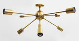 Modern Sputnik Chandelier | Custom Brass Bare Bulb Ceiling Light | Mid Century Industrial Light Fixture Handmade Lighting - 32106