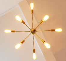 Modern Sputnik Chandelier | Custom Brass Bare Bulb Ceiling Light | Mid Century Industrial Light Fixture Handmade Lighting - 32106