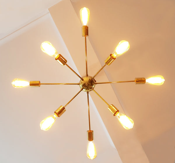 Sputnik Chandelier Brass , Modern Sputnik Chandelier , Classic Brass Ceiling Lamp 8 arms/lights - 32106