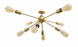Modern Sputnik Chandelier | Custom Brass Bare Bulb Ceiling Light | Mid Century Industrial Light Fixture Handmade Lighting - 32106
