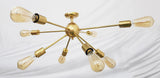 Modern Sputnik Chandelier | Custom Brass Bare Bulb Ceiling Light | Mid Century Industrial Light Fixture Handmade Lighting - 32106