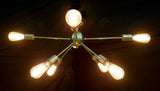 Modern Sputnik Chandelier | Custom Brass Bare Bulb Ceiling Light | Mid Century Industrial Light Fixture Handmade Lighting - 32106