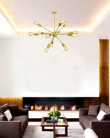 Shinny Brass Chandelier Handmade , Brass Ceiling Hanging Light, Sputnik Lamp made of full Brass 12 arms / lights Brass Leaf Studio - 32107