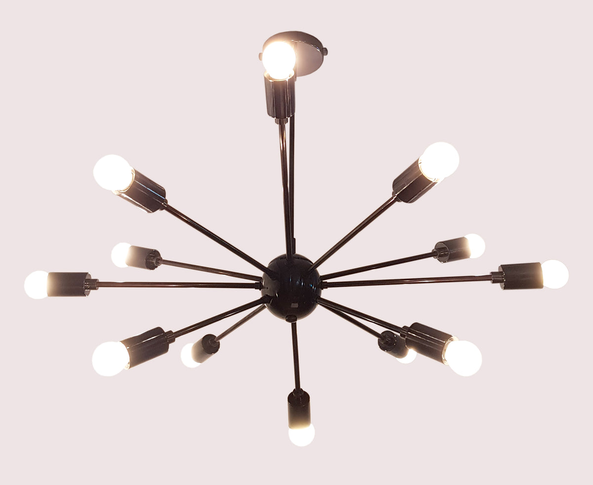 Modern Flush Mount Sputnik Chandelier | Customizable Ceiling Light Fixture | Natural Brass, Copper, or Painted Finishes |  - 32105