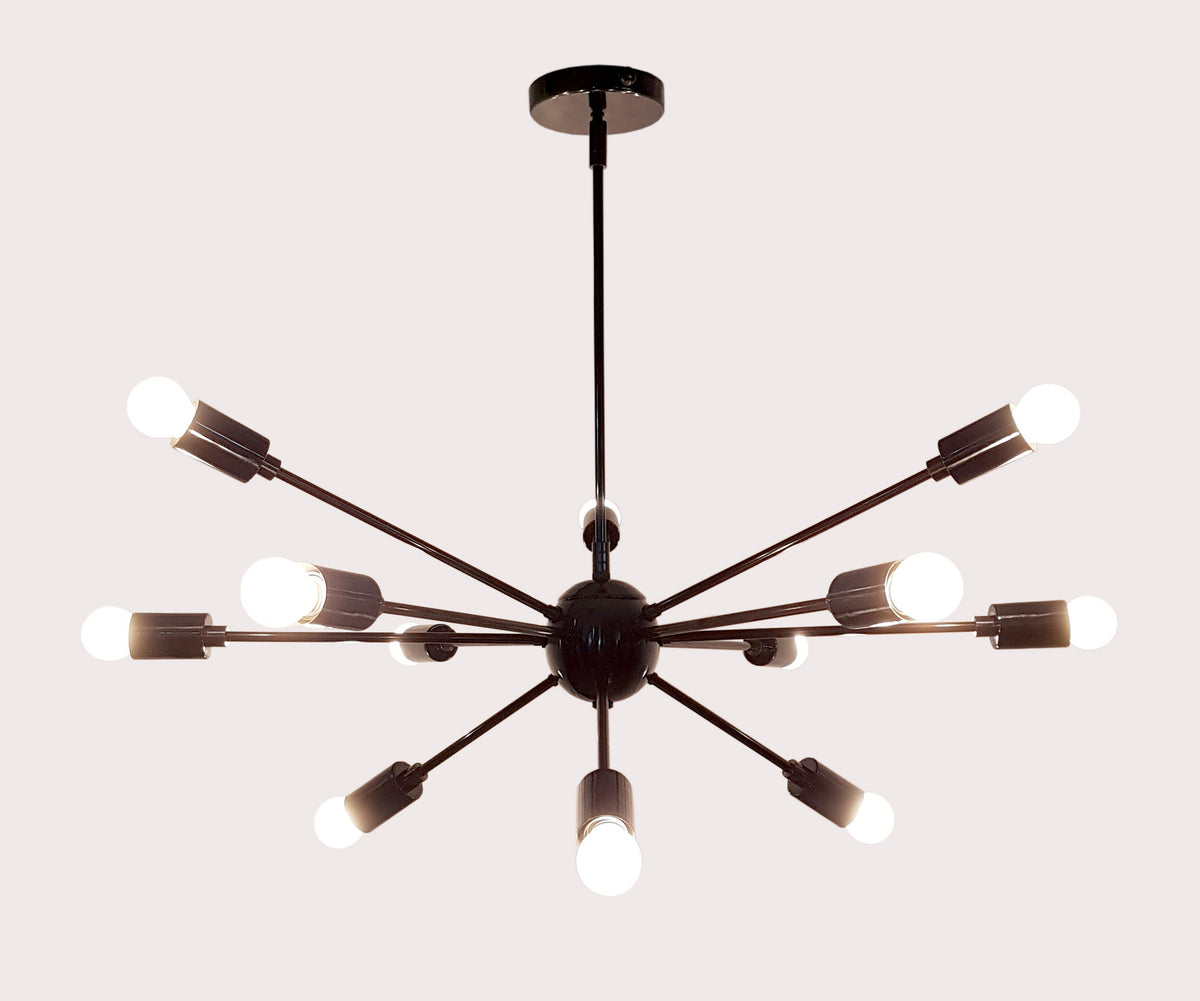 Modern Flush Mount Sputnik Chandelier | Customizable Ceiling Light Fixture | Natural Brass, Copper, or Painted Finishes |  - 32105