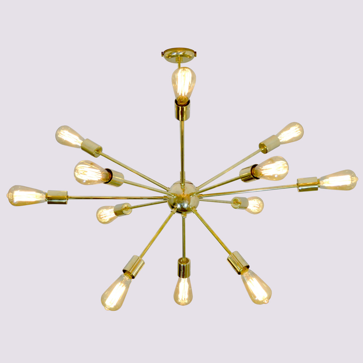 Shinny Brass Chandelier Handmade , Brass Ceiling Hanging Light, Sputnik Lamp made of full Brass 12 arms / lights Brass Leaf Studio - 32107