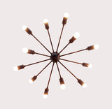 Modern Flush Mount Sputnik Chandelier | Customizable Ceiling Light Fixture | Natural Brass, Copper, or Painted Finishes |  - 32105