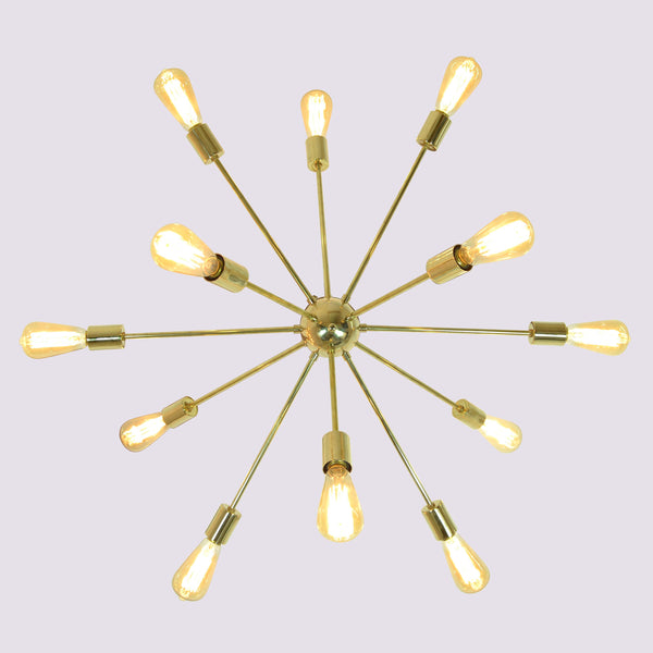 Shinny Brass Chandelier Handmade , Brass Ceiling Hanging Light, Sputnik Lamp made of full Brass 12 arms / lights Brass Leaf Studio - 32107