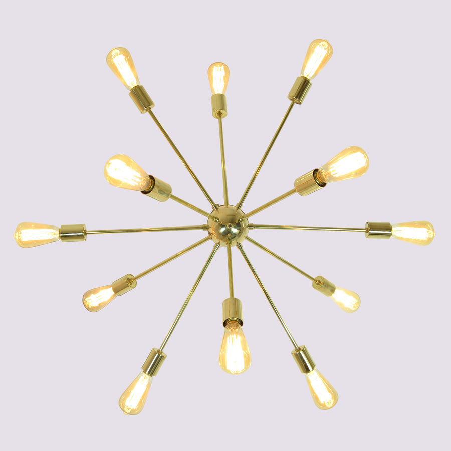 Shinny Brass Chandelier Handmade , Brass Ceiling Hanging Light, Sputnik Lamp made of full Brass 12 arms / lights Brass Leaf Studio - 32107
