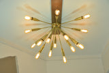 Modern Brass Sputnik Chandelier | Custom Bare Bulb Light Fixture |  Ceiling Light | Mid Century Industrial Lighting | Handmade - 32108