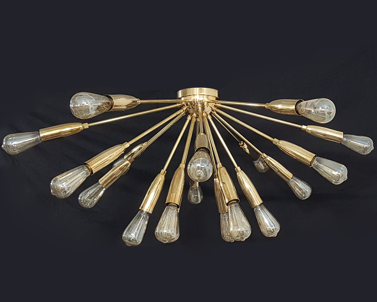 Modern Brass Sputnik Chandelier | Custom Bare Bulb Light Fixture |  Ceiling Light | Mid Century Industrial Lighting | Handmade - 32108