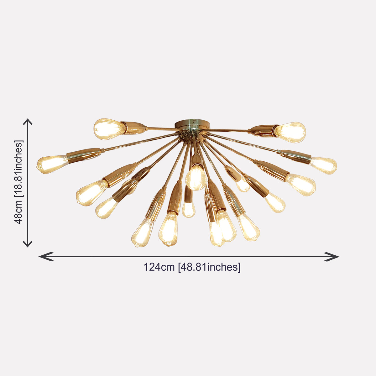 Modern Brass Sputnik Chandelier | Custom Bare Bulb Light Fixture |  Ceiling Light | Mid Century Industrial Lighting | Handmade - 32108