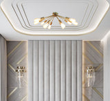 Modern Brass Flush Mount Ceiling Light - Customizable Sputnik Chandelier | Mid Century Modern Light Fixture Handmade Lighting - 32110