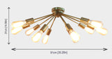 Modern Brass Flush Mount Ceiling Light - Customizable Sputnik Chandelier | Mid Century Modern Light Fixture Handmade Lighting - 32110