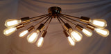 Modern Brass Flush Mount Ceiling Light - Customizable Sputnik Chandelier | Mid Century Modern Light Fixture Handmade Lighting - 32110