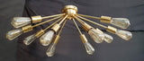 Modern Brass Flush Mount Ceiling Light - Customizable Sputnik Chandelier | Mid Century Modern Light Fixture Handmade Lighting - 32110