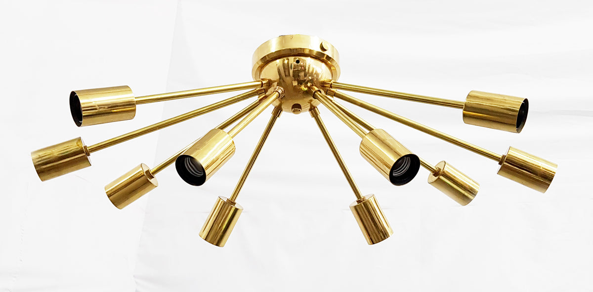 Modern Brass Flush Mount Ceiling Light - Customizable Sputnik Chandelier | Mid Century Modern Light Fixture Handmade Lighting - 32110