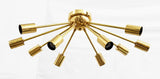 Modern Brass Flush Mount Ceiling Light - Customizable Sputnik Chandelier | Mid Century Modern Light Fixture Handmade Lighting - 32110