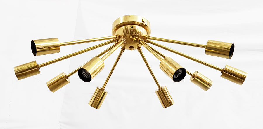 Modern Brass Flush Mount Ceiling Light - Customizable Sputnik Chandelier | Mid Century Modern Light Fixture Handmade Lighting - 32110