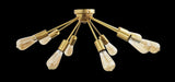 Modern Brass Flush Mount Ceiling Light - Customizable Sputnik Chandelier | Mid Century Modern Light Fixture Handmade Lighting - 32110