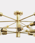 Shinny Brass Sputnik Chandelier , Handmade Hanging Lamp made of full Brass , Mid Century Ceiling Lamp Handcrafted 15 lights/arms - 32111