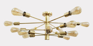 Shinny Brass Sputnik Chandelier , Handmade Hanging Lamp made of full Brass , Mid Century Ceiling Lamp Handcrafted 15 lights/arms - 32111