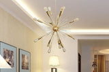 Brass Leaf Studio Shinny Brass Chandelier, Urchin Hanging Lamp, Starburst Chandelier Made of Full Brass 16 Lights